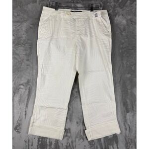 Calvin‎ Klein Jeans Womens Cropped Pants White Palm Leaf Print Size 8